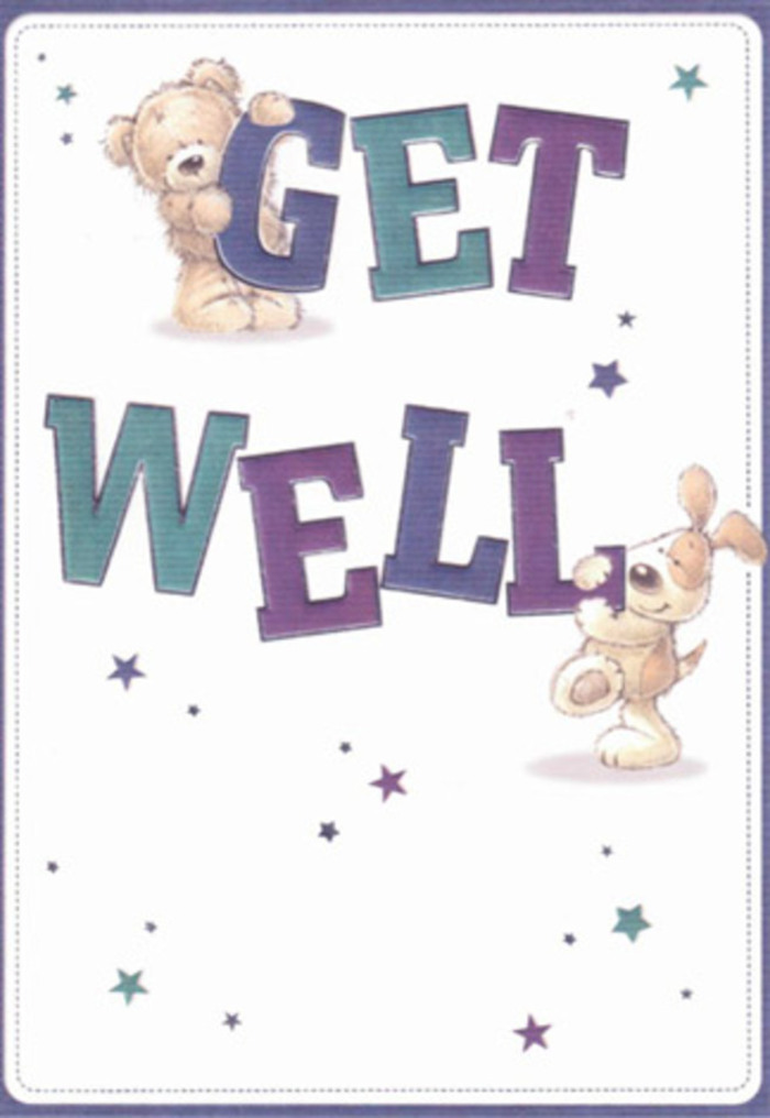 This get well card radiates gentle encouragement, brought to vibrant life by the friendly duo of a teddy bear and his loyal puppy companion-both captured with whimsical charm and warmth. As if drifting above the familiar rooftops of central Romford, playful stars twinkle across the crisp, inviting background, scattering wishes of hope and recovery. The large, hand-lettered message in rich purples and turquoise aquas anchors the composition bold and reassuring, reminiscent of a bouquet's focal blooms chosen to ground a design with cheerful energy. You can almost sense the texture beneath your fingers-the bear's fluffy coat and the puppy's silken ears invite touch, recalling the tactile pleasure of fresh flowers. Their expressive faces radiate kindness and support, as if the characters themselves are intent on sending heartfelt wishes across Mawney Road. The artistry evokes the same devotion that goes into arranging a bouquet at a Romford shop: every brushstroke thoughtfully placed to bring joy and comfort. This card, perfect for sending alongside local flower delivery, transforms a simple message into a celebration of care and optimism-a little bit of sunshine for anyone on the mend, no matter their age.