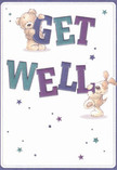 The design of this Romford-themed get well card brims with cheerful optimism and genuine warmth-much like the atmosphere of a cozy florist tucked away on South Street. Front and center, two captivating friends-the cuddly teddy and a playful puppy-seem to almost leap from the page, each cradling and balancing the brightly coloured 'Get Well' letters with exuberant joy. Indigo and teal hues in the bold, friendly type stand out confidently against the gentle cream background, recalling the fresh vibrancy of local market flowers. Shimmering stars in varying shades of blue and lavender drift playfully across the card, adding a hopeful sparkle like the first light over Romford's Heart of Oak parade. The texture of the illustrated fur appears so soft and inviting, it's easy to imagine their heartfelt embrace-a tactile comfort much like a bouquet crafted with love. This card isn't merely a sentiment; it's an emotional salve, perfect for lifting the spirits of someone in recovery, delivered with the same devotion that Romford Florist brings to every hand-tied arrangement.